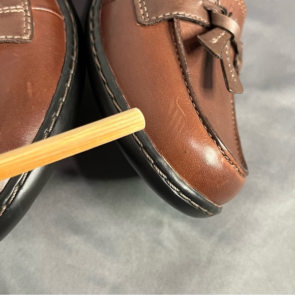 Clarks Ashland Bubble Loafers Slip On Comfort Brown Leather Women 6W Wide Petite - Picture 12 of 13